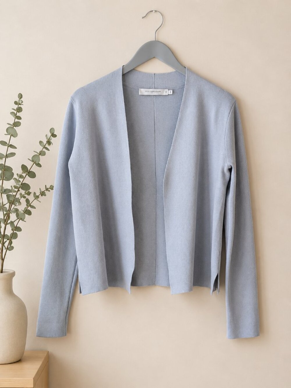 Contemporaine by Simons Light Grey Open Front Cardigan | Size M | Viscose Blend
